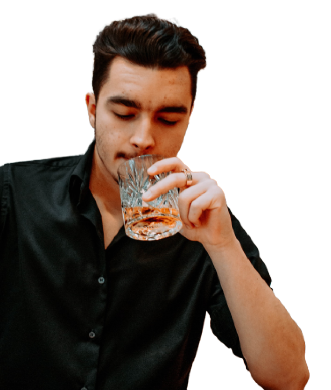 man drinking spirits